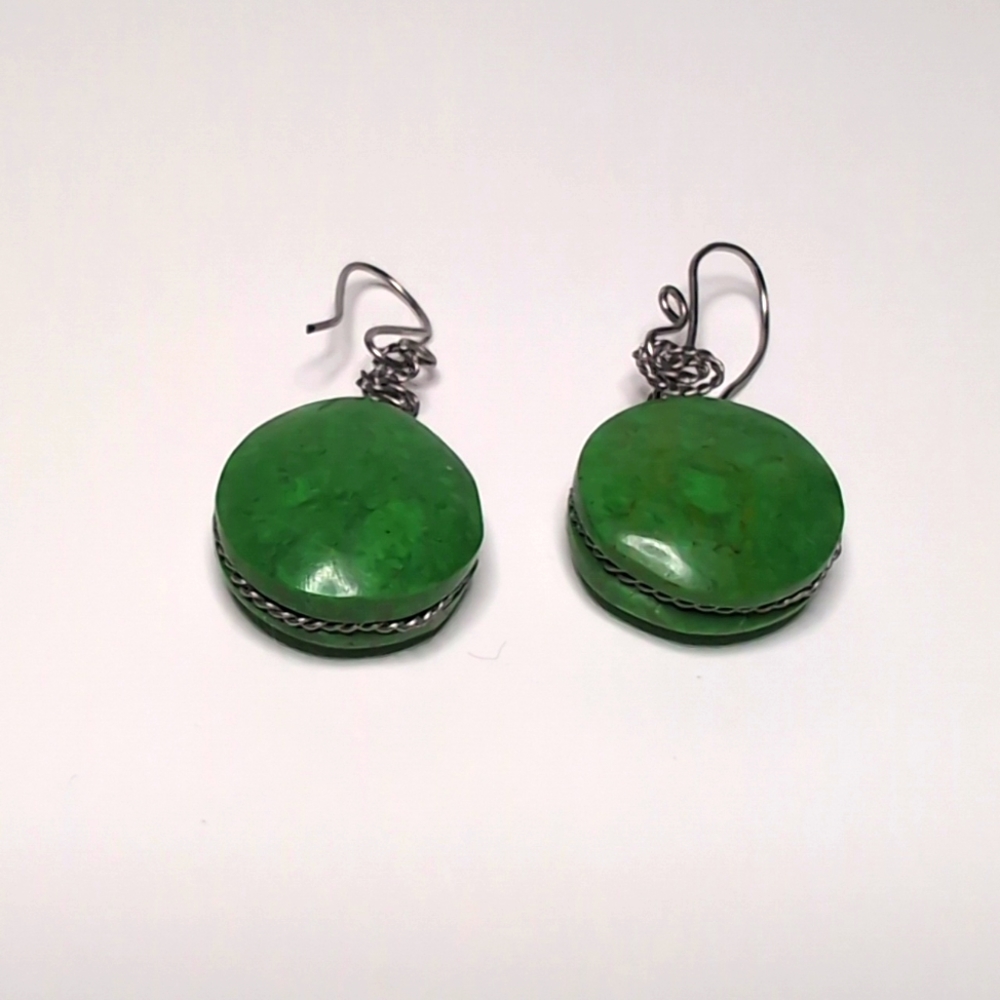 Green stone earrings